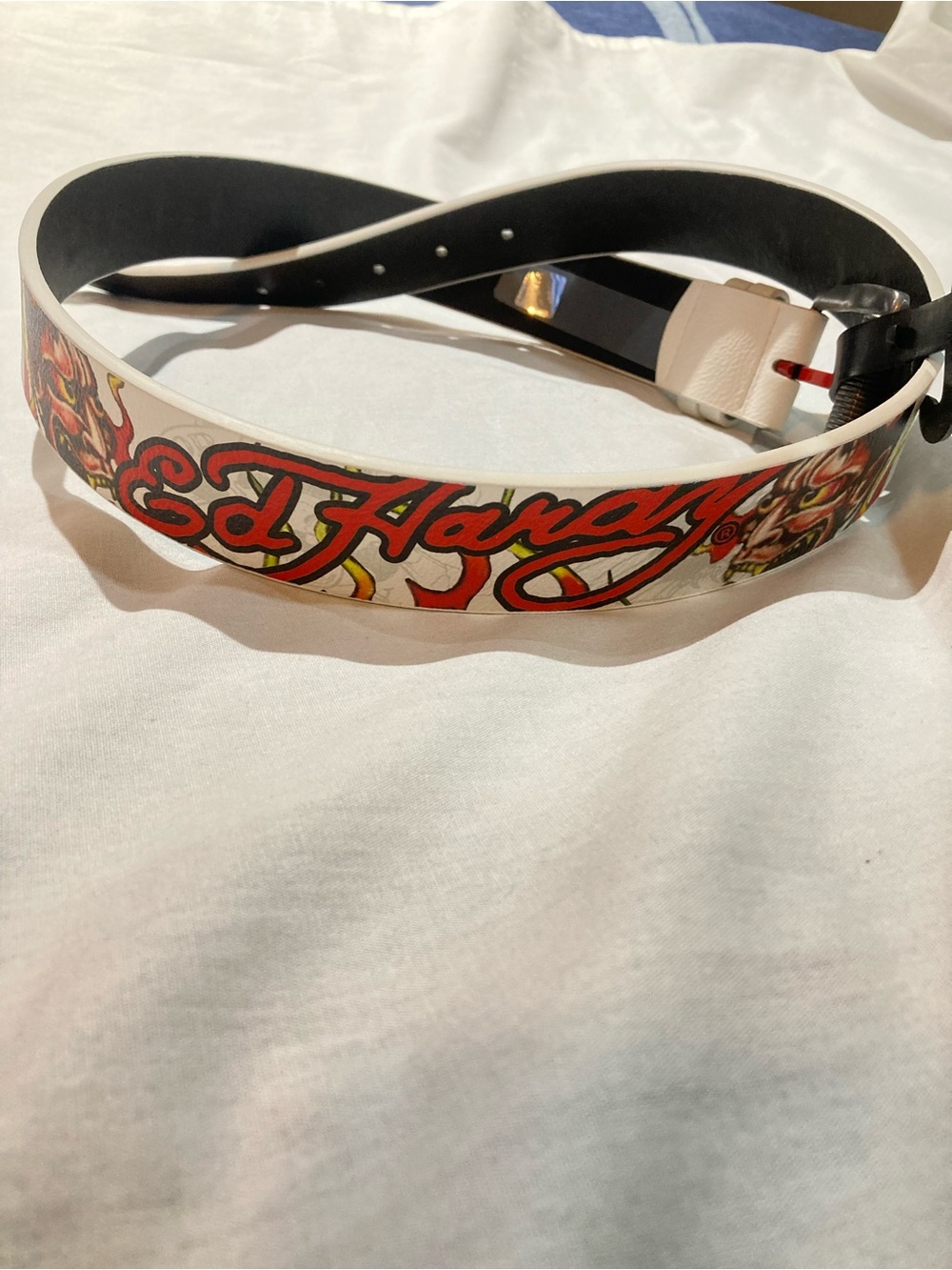 Ed Hardy White Studded Belt, Men’s size 36, NWT!